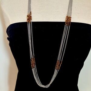 Joan Rivers Elegant Silver and Brown Beaded Necklace